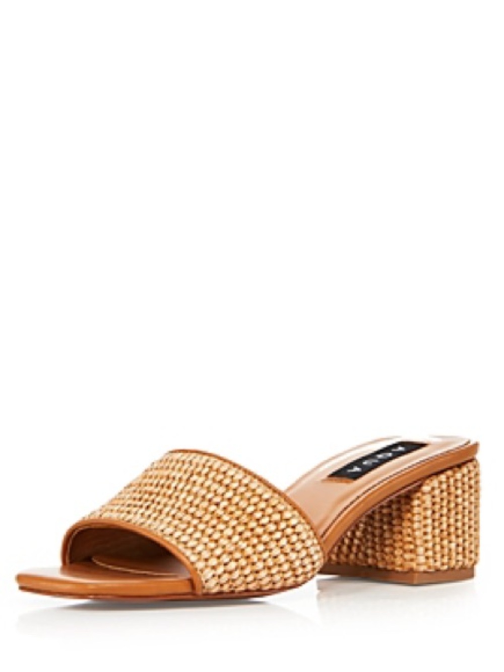 Aqua Women's Suri Raffia Woven Slide Block Heel Sandals size 8